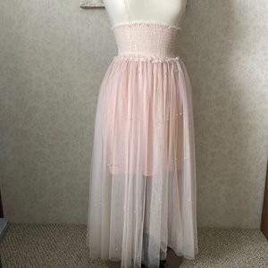 Pink Beaded Tulle Skirt